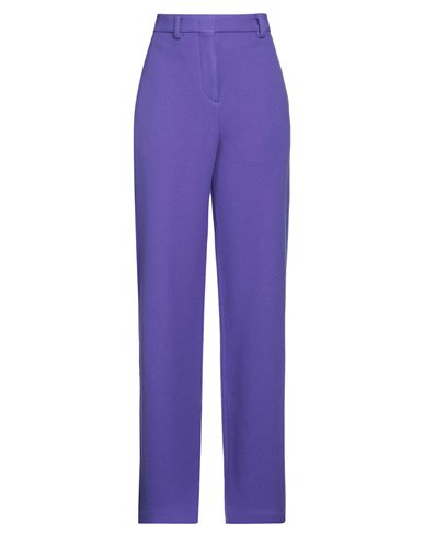 Msgm Woman Pants Purple Size 4 Virgin Wool, Polyamide