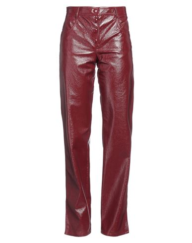 Msgm Woman Pants Burgundy Size 4 Polyester, Polyurethane In Red