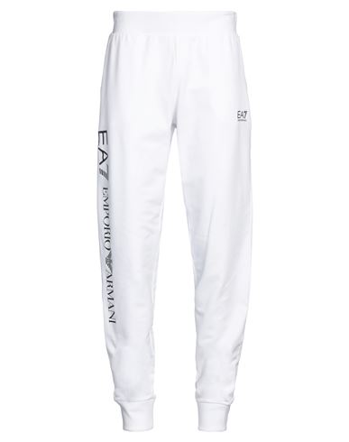 Ea7 Man Pants White Size L Cotton, Elastane In White