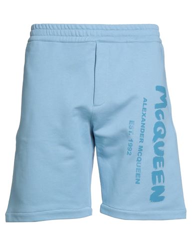 Shop Alexander Mcqueen Man Shorts & Bermuda Shorts Sky Blue Size M Cotton