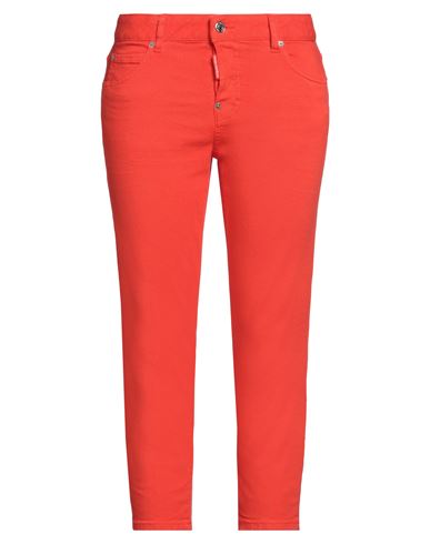 Dsquared2 Woman Cropped Pants Orange Size 4 Cotton, Elastane