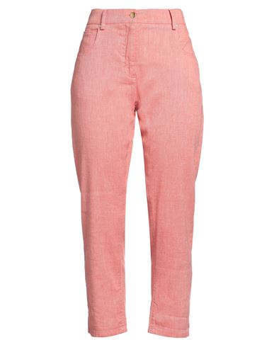 Momoní Woman Pants Salmon Pink Size 10 Linen, Cotton, Elastane