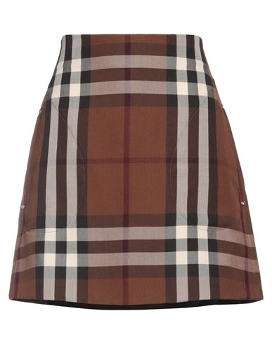 Burberry Woman Mini Skirt Brown Size 0 Wool, Cotton
