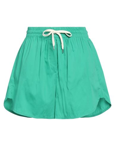 Vicolo Woman Shorts & Bermuda Shorts Green Size M Cotton, Polyamide, Elastane