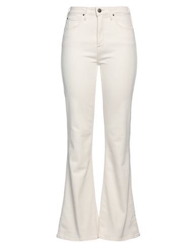 Lee Woman Denim Pants Cream Size 29w-31l Cotton, Polyester, Elastane In White