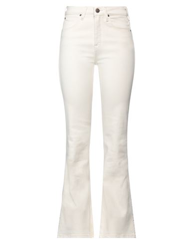 Lee Woman Jeans Ivory Size 32w-31l Cotton, Polyester, Elastane In White