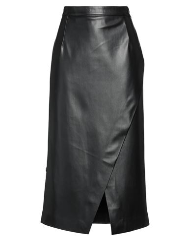 Jijil Woman Midi Skirt Black Size 6 Polyester, Polyurethane Coated