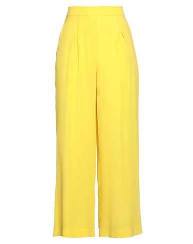 Clips Woman Pants Yellow Size 12 Acetate, Silk