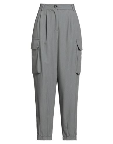Vicolo Woman Pants Grey Size L Polyester, Viscose, Elastane In Gray