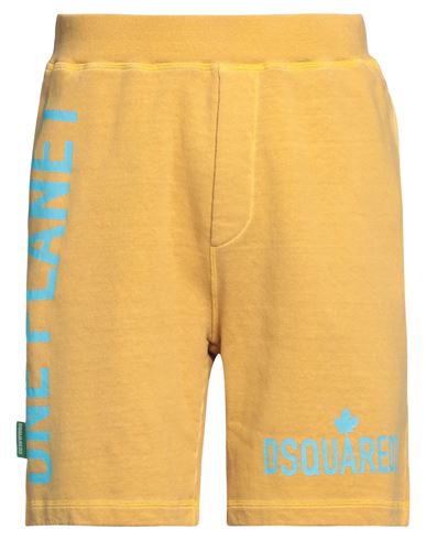 Dsquared2 Man Shorts & Bermuda Shorts Mustard Size M Cotton In Yellow