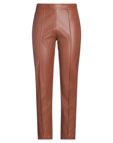 Jijil Woman Pants Brown Size 4 Polyester, Polyurethane Coated