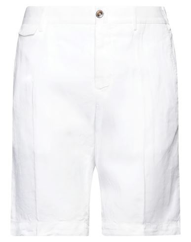 Pt Torino Man Shorts & Bermuda Shorts White Size 44 Lyocell, Linen, Cotton