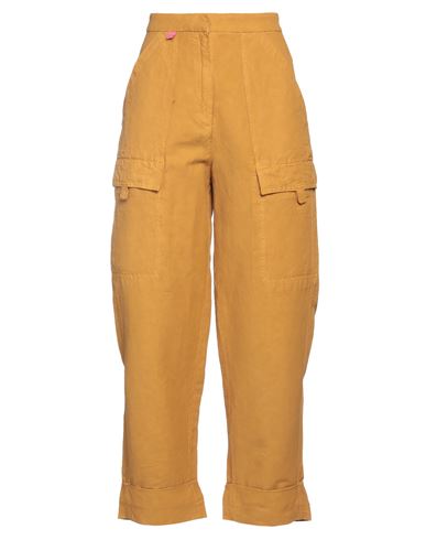 Bimba Y Lola Woman Pants Mustard Size 4 Cotton, Linen, Cupro In Yellow