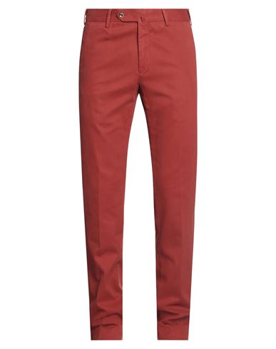 Pt Torino Man Pants Brick Red Size 36 Cotton, Elastane