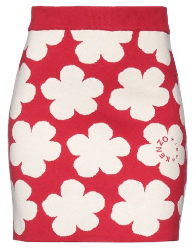 Kenzo Woman Mini Skirt Red Size M Wool, Cotton, Elastane