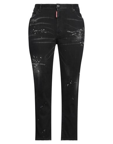 Dsquared2 Woman Denim Cropped Black Size 12 Cotton, Lyocell, Elastomultiester, Elastane, Polyester
