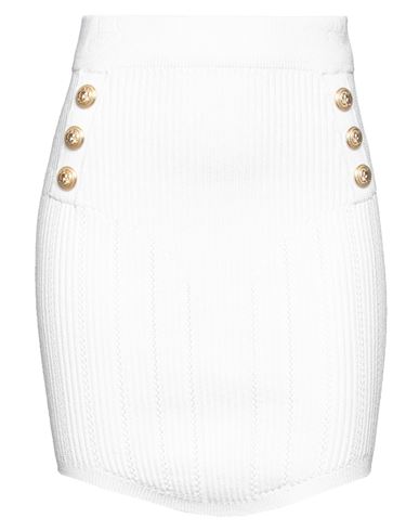 Balmain Woman Mini Skirt Off White Size 10 Cotton, Polyamide, Metallic Polyester In White