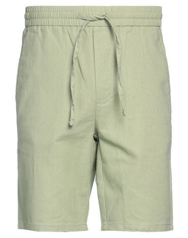Only & Sons Man Shorts & Bermuda Shorts Sage Green Size M Cotton, Linen
