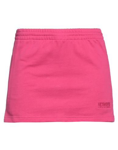 Shop Vetements Woman Mini Skirt Fuchsia Size M Cotton, Elastane In Pink