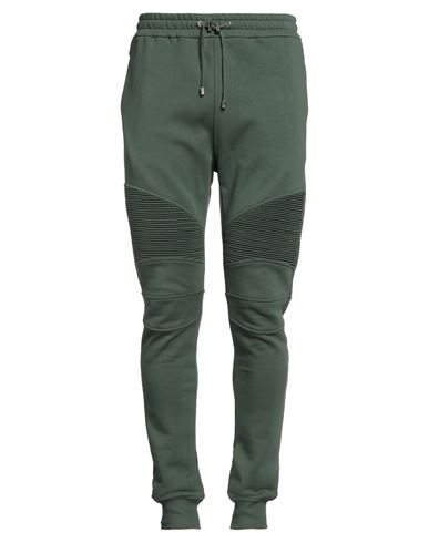 Balmain Man Pants Dark Green Size M Cotton, Elastane