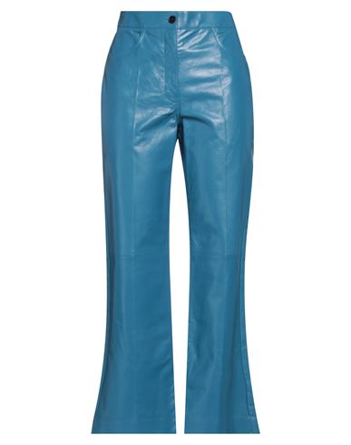 Jil Sander Woman Pants Slate Blue Size 4 Ovine Leather
