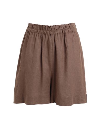 Only Woman Shorts & Bermuda Shorts Brown Size M Linen, Viscose