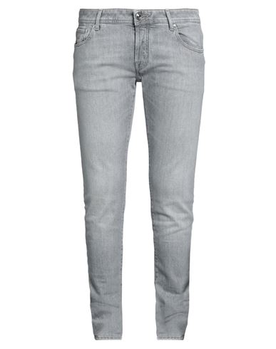 Shop Jacob Cohёn Man Denim Pants Grey Size 36 Cotton, Elastane