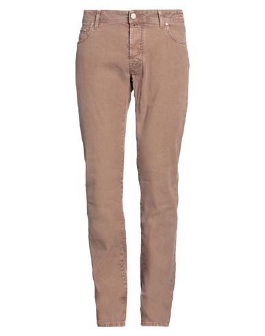 JACOB COHЁN JACOB COHЁN MAN PANTS BROWN SIZE 35 LINEN, COTTON, ELASTANE