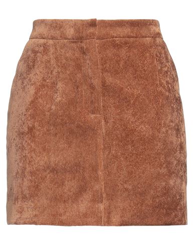 Vicolo Woman Mini Skirt Brown Size L Polyester, Nylon, Elastane