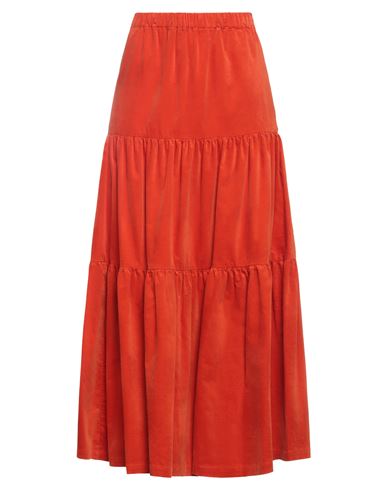 Semicouture Woman Maxi Skirt Rust Size 6 Cotton, Elastane In Red