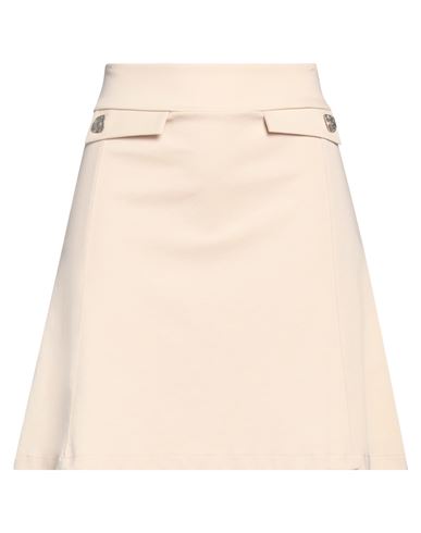 Siste's Woman Mini Skirt Beige Size M Cotton, Polyester, Elastane