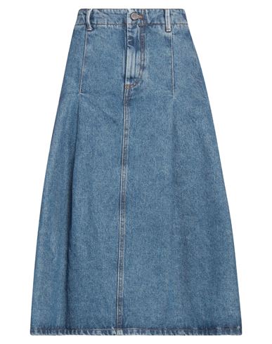 Alysi Woman Midi Skirt Blue Size 10 Cotton