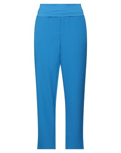 Manila Grace Woman Pants Bright Blue Size 10 Cotton, Elastane