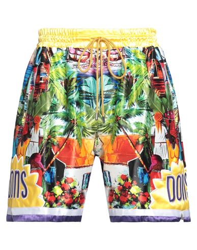 Just Don Man Shorts & Bermuda Shorts Yellow Size S Polyester, Cotton, Elastane
