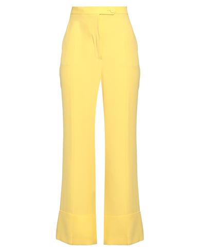 Sara Battaglia Woman Pants Yellow Size 10 Acetate, Viscose