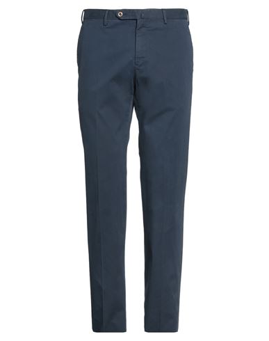 Shop Pt Torino Man Pants Navy Blue Size 40 Cotton, Elastane
