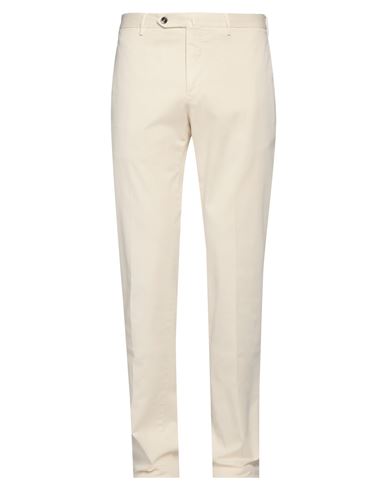 Shop Pt Torino Man Pants Ivory Size 40 Cotton, Elastane In White
