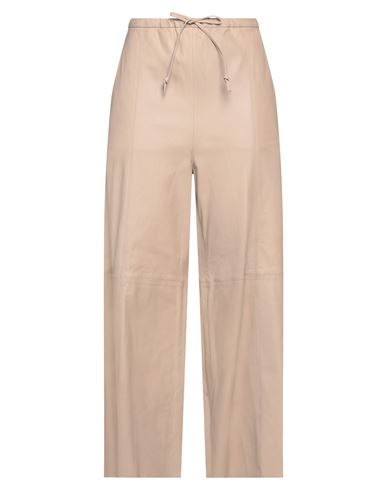 Alysi Woman Pants Beige Size 6 Soft Leather