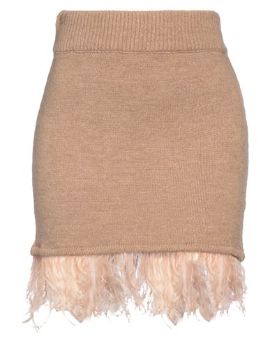 Soallure Woman Mini Skirt Camel Size M Acrylic, Polyamide, Polyester, Wool, Viscose In Beige