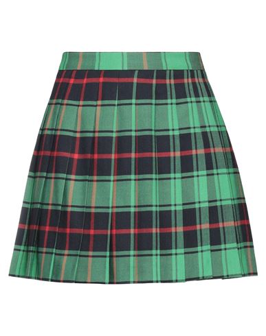 Shop Pt Torino Woman Mini Skirt Green Size 6 Virgin Wool, Elastane