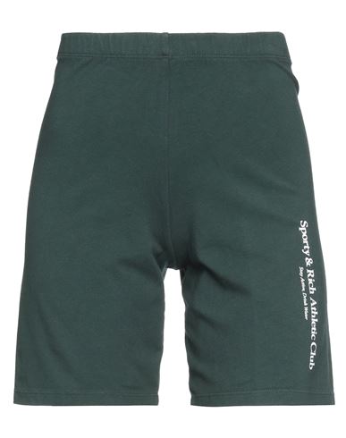 Shop Sporty And Rich Sporty & Rich Woman Shorts & Bermuda Shorts Dark Green Size L Cotton, Elastane