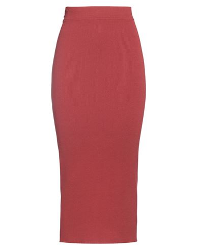 Soallure Woman Midi Skirt Brick Red Size S Viscose, Polyester