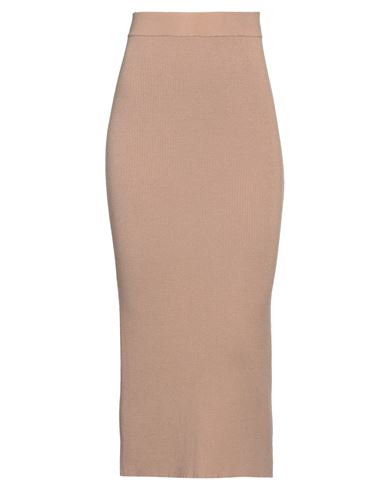 Soallure Woman Midi Skirt Camel Size M Viscose, Polyester In Beige