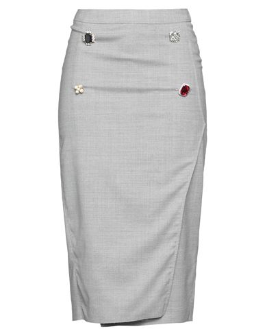 Vetements Woman Midi Skirt Grey Size Xs Virgin Wool, Elastane