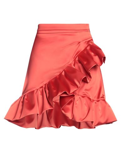 Alberto Audenino Woman Mini Skirt Orange Size S Polyester, Elastane In Red