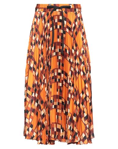 Solotre Woman Midi Skirt Orange Size 10 Viscose