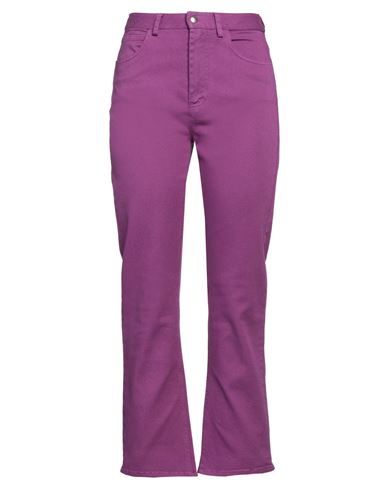 Merci .., Woman Denim Pants Mauve Size 4 Cotton, Elastane In Purple