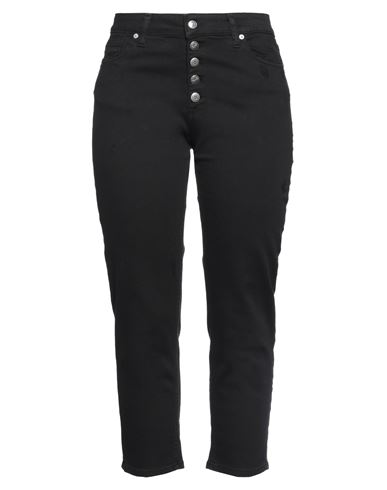 Vicolo Woman Denim Pants Black Size L Cotton, Elastomultiester, Elastane