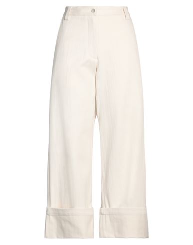 Shop Moncler 2  1952 Woman Pants Cream Size 6 Cotton In White