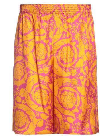 Shop Versace Man Shorts & Bermuda Shorts Fuchsia Size 40 Silk In Pink